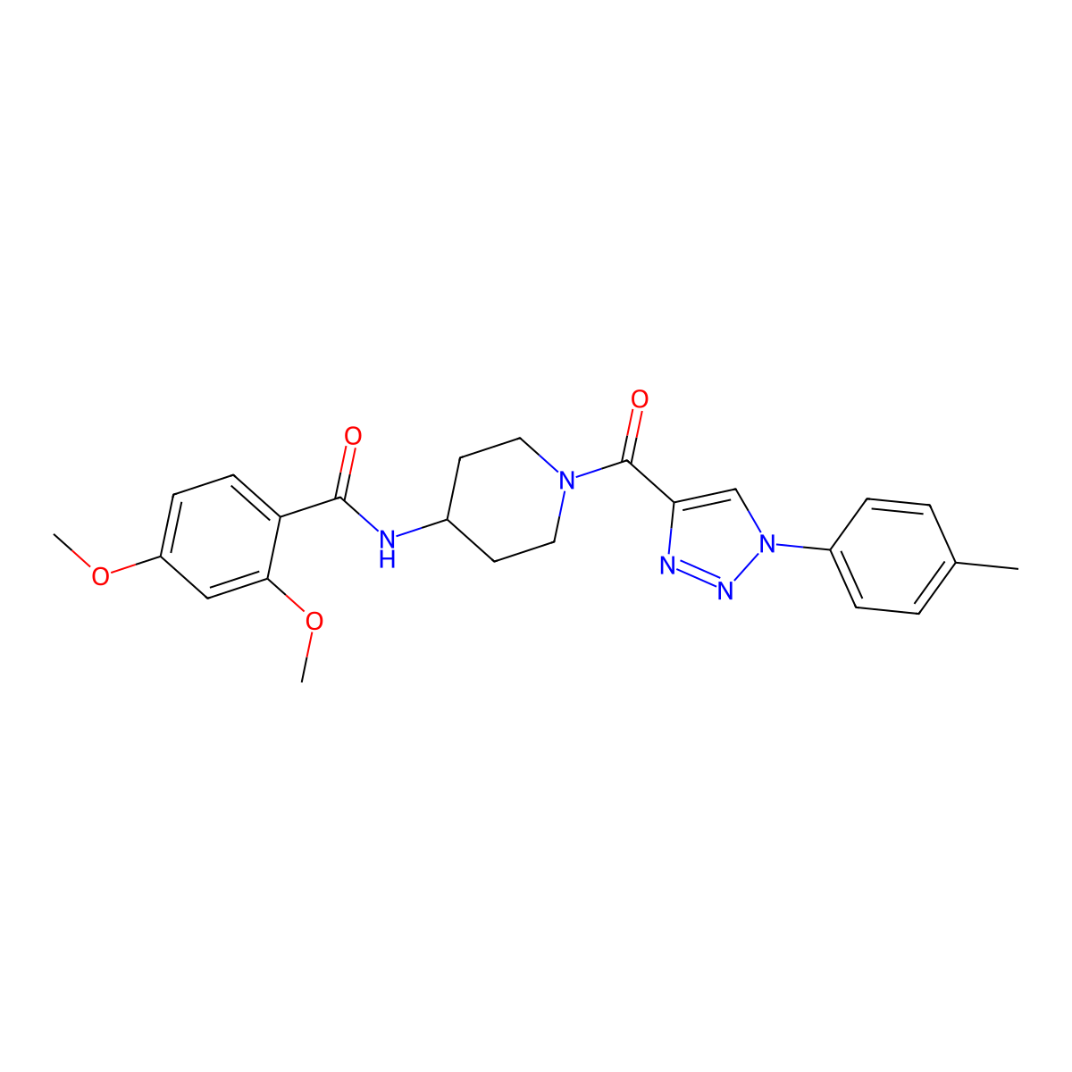 2,4-dimethoxy-N-(1-(1-(p-tolyl)-1H-1,2,3-triazole-4-carbonyl)piperidin-4-yl)benzamide molecular structure, CAS 1251630-88-2