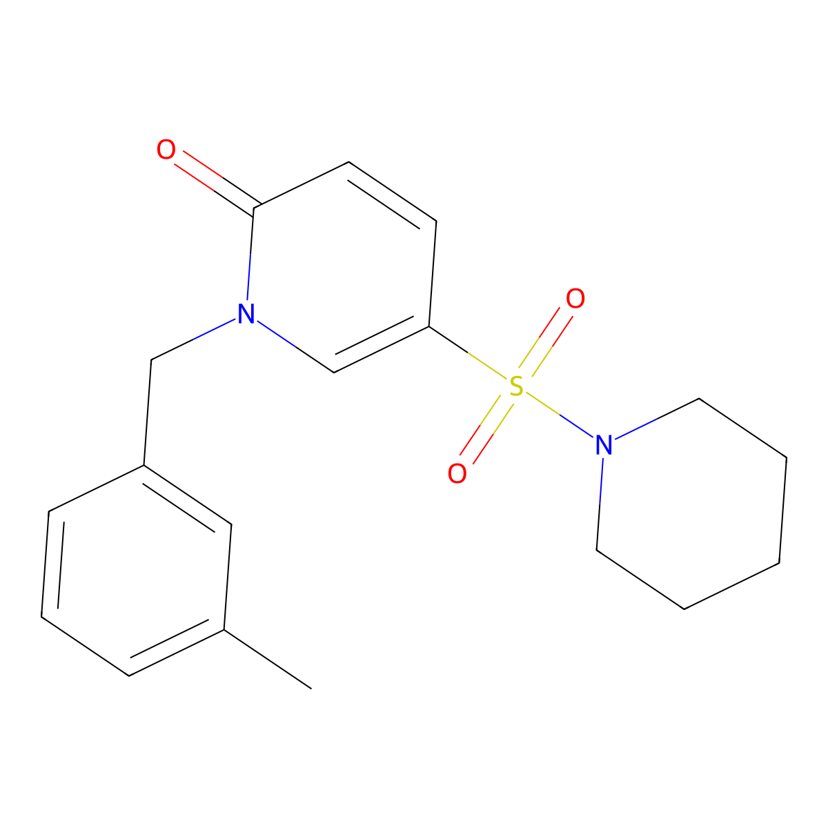 1-(3-methylbenzyl)-5-(piperidin-1-ylsulfonyl)pyridin-2(1H)-one molecular structure, CAS 1251630-90-6