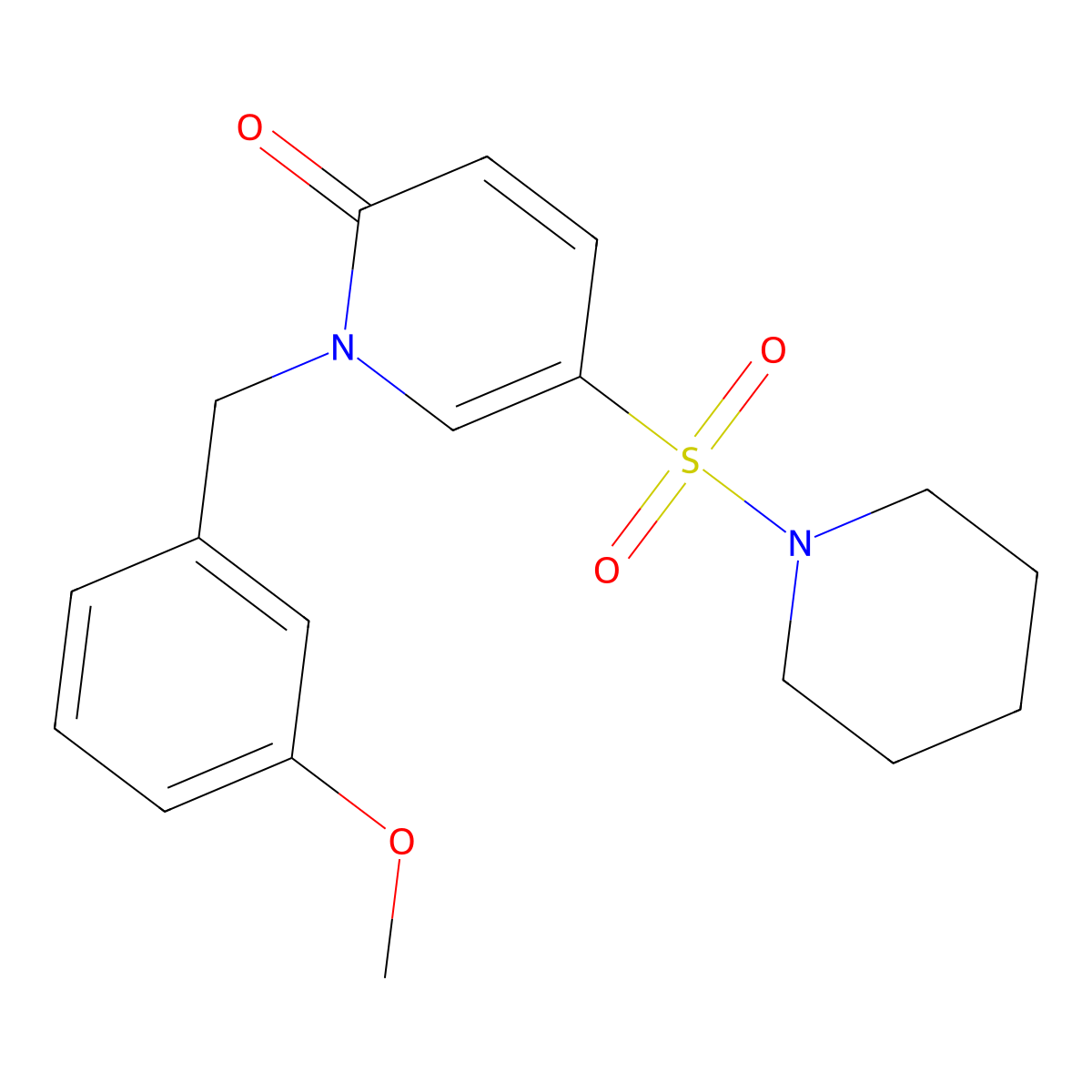 1-(3-methoxybenzyl)-5-(piperidin-1-ylsulfonyl)pyridin-2(1H)-one molecular structure, CAS 1251630-92-8