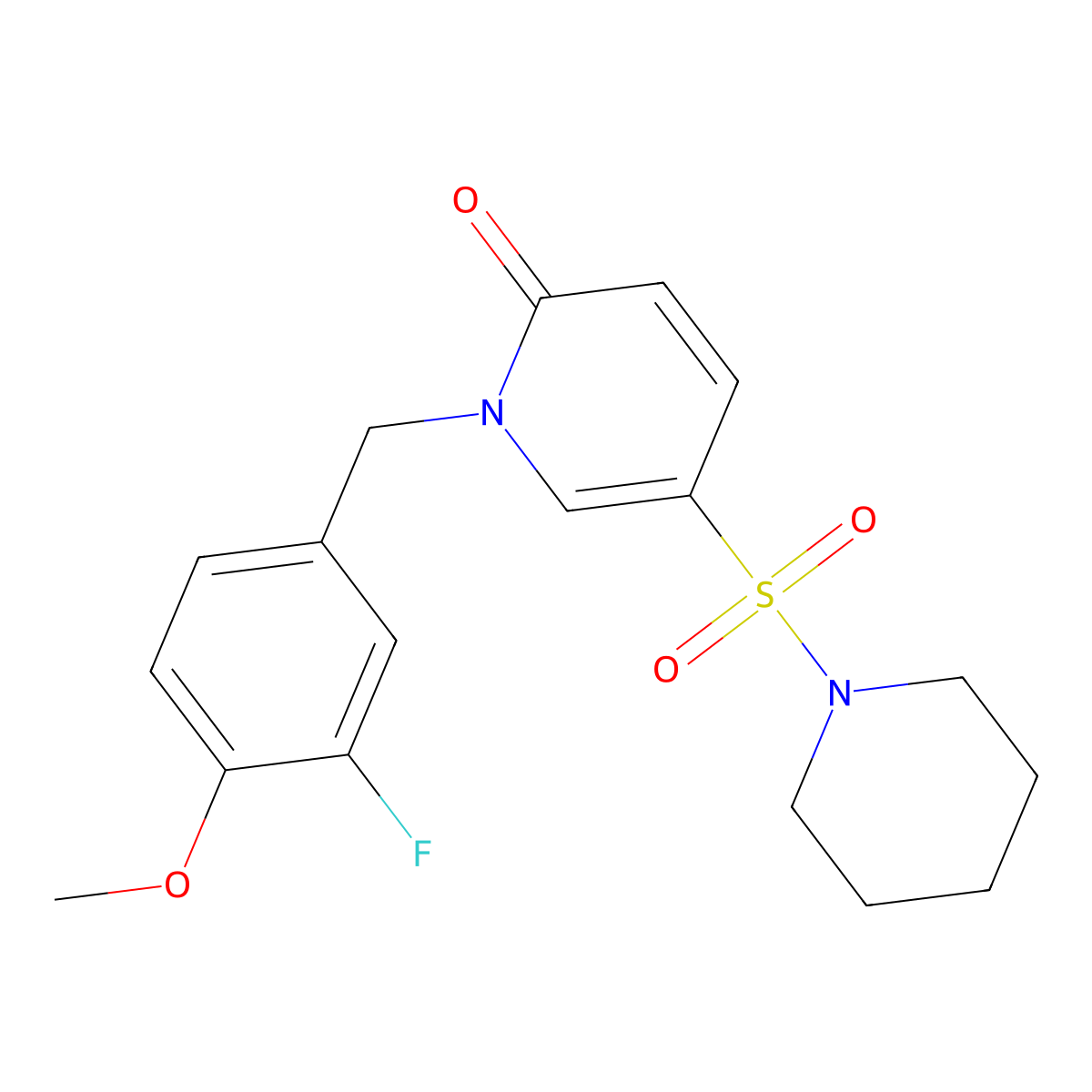 1-(3-fluoro-4-methoxybenzyl)-5-(piperidin-1-ylsulfonyl)pyridin-2(1H)-one molecular structure, CAS 1251630-95-1