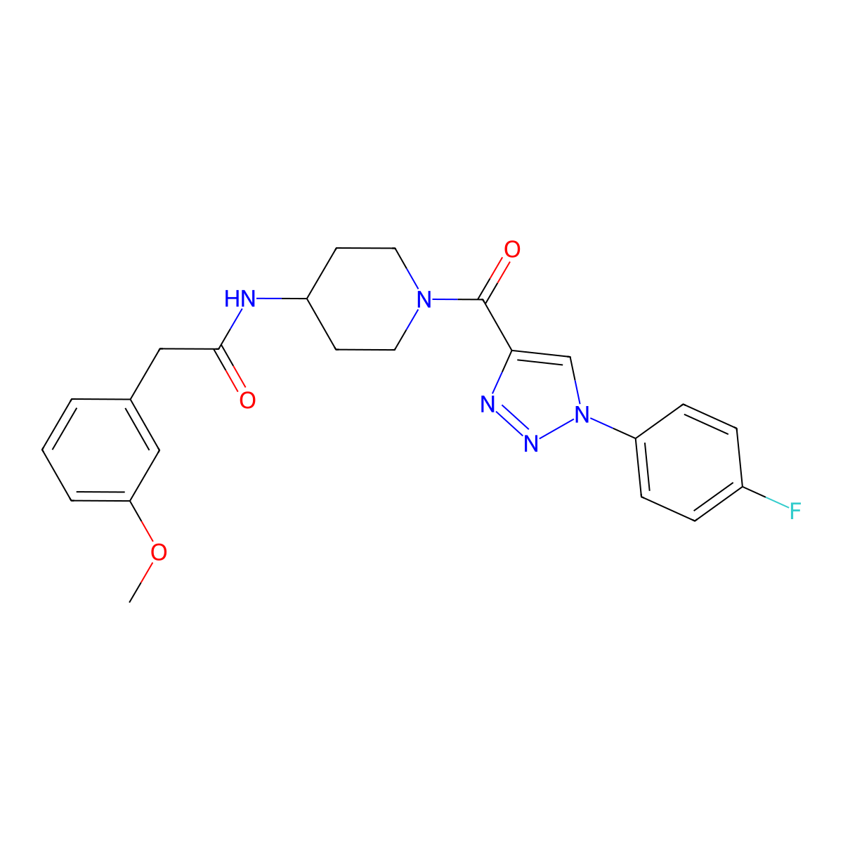 N-(1-(1-(4-fluorophenyl)-1H-1,2,3-triazole-4-carbonyl)piperidin-4-yl)-2-(3-methoxyphenyl)acetamide molecular structure, CAS 1251630-96-2