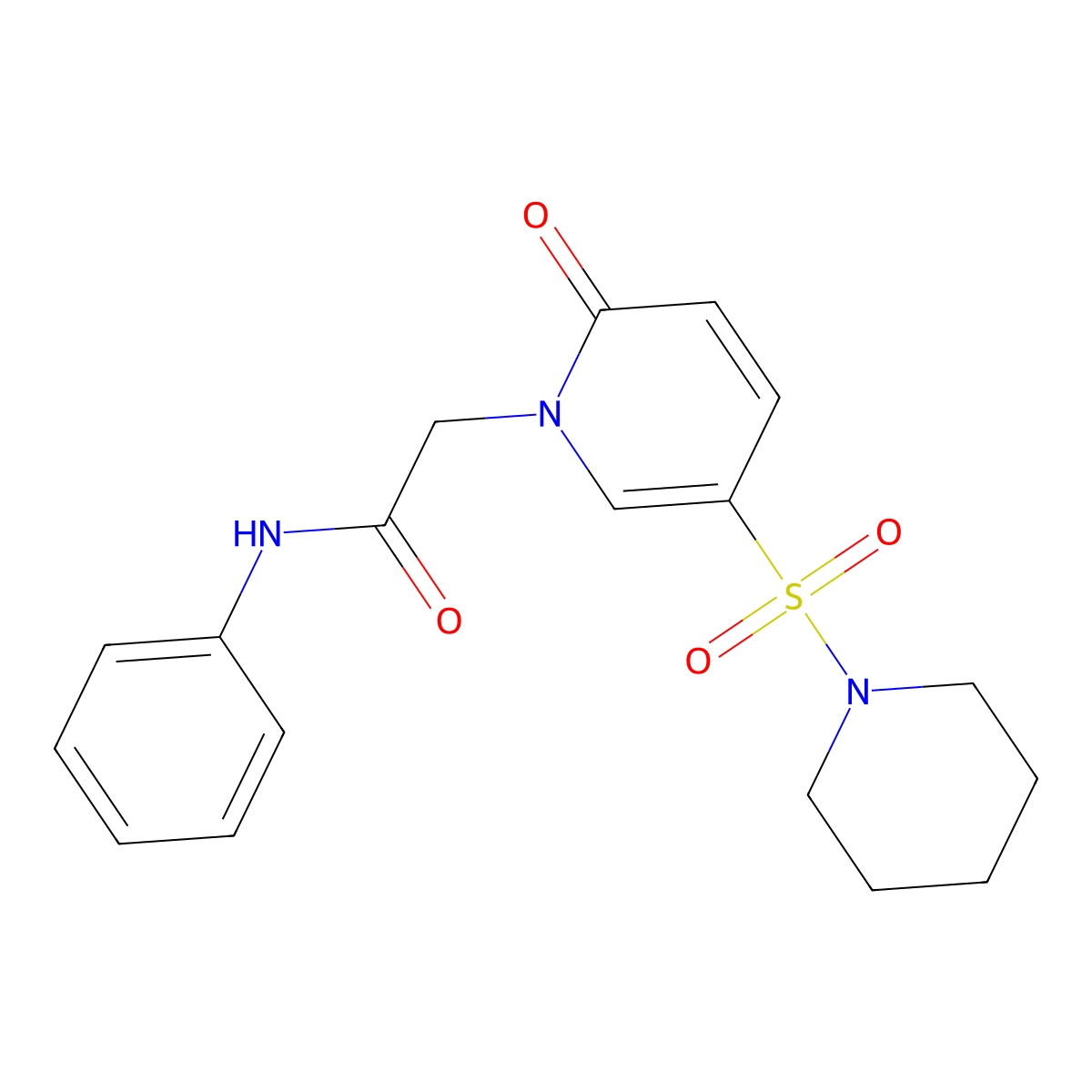 2-[2-oxo-5-(piperidin-1-ylsulfonyl)pyridin-1(2H)-yl]-N-phenylacetamide molecular structure, CAS 1251630-98-4