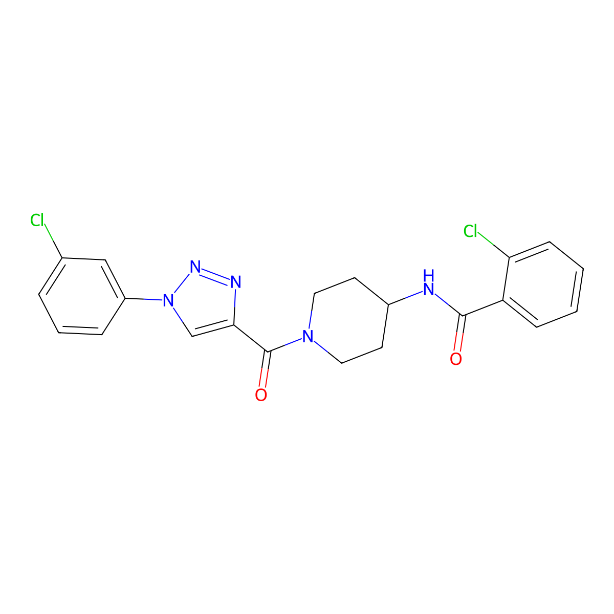 2-chloro-N-{1-[1-(3-chlorophenyl)-1H-1,2,3-triazole-4-carbonyl]piperidin-4-yl}benzamide molecular structure, CAS 1251630-99-5