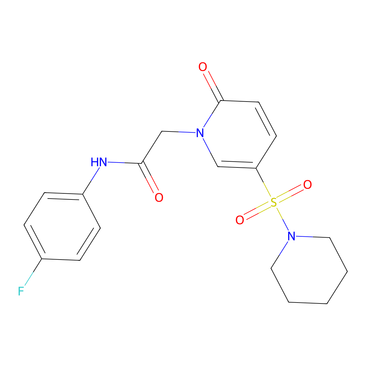 N-(4-fluorophenyl)-2-[2-oxo-5-(piperidin-1-ylsulfonyl)pyridin-1(2H)-yl]acetamide molecular structure, CAS 1251631-02-3