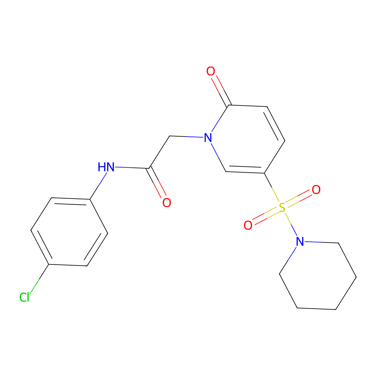 N-(4-chlorophenyl)-2-[2-oxo-5-(piperidine-1-sulfonyl)-1,2-dihydropyridin-1-yl]acetamide molecular structure, CAS 1251631-06-7