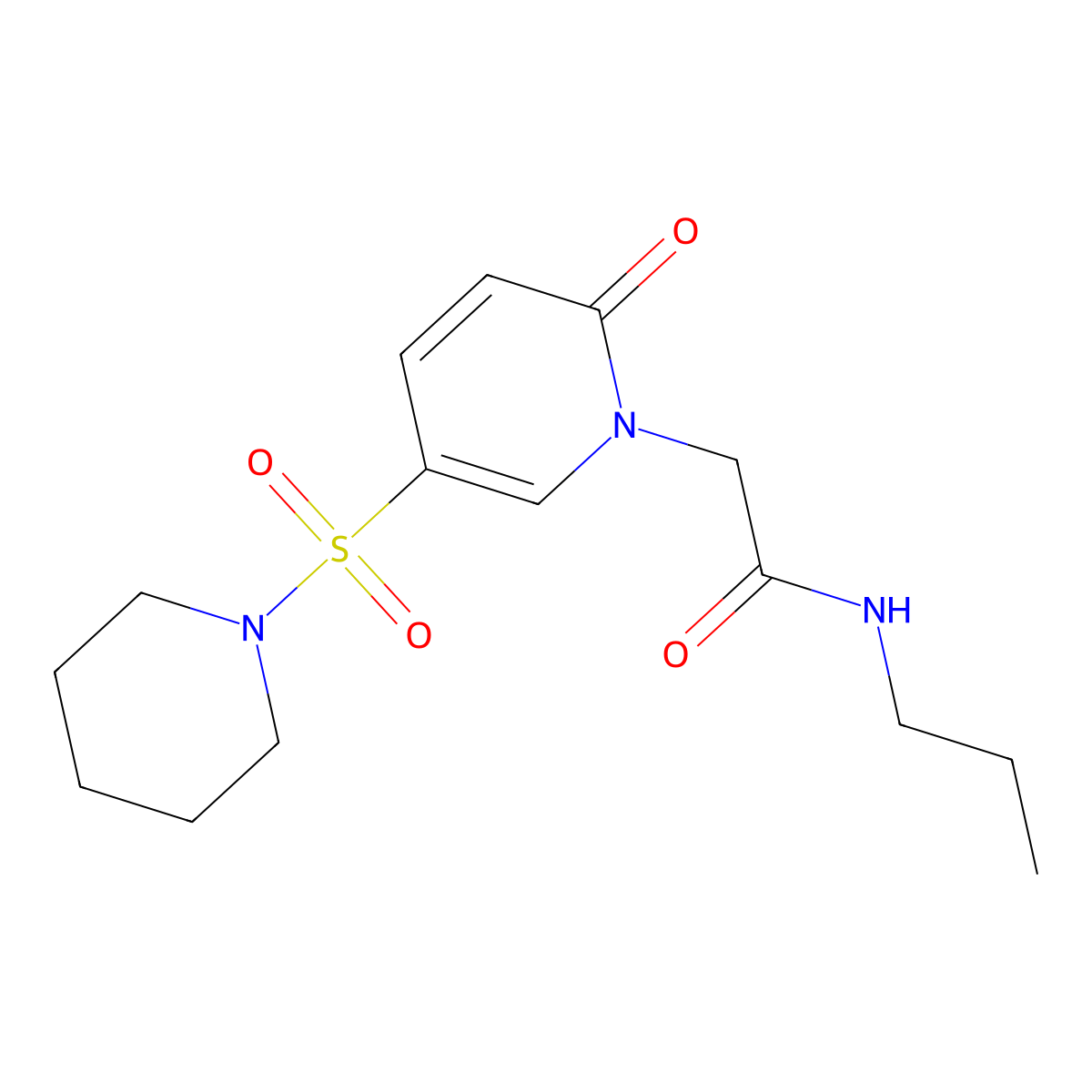2-(2-oxo-5-(piperidin-1-ylsulfonyl)pyridin-1(2H)-yl)-N-propylacetamide molecular structure, CAS 1251631-08-9