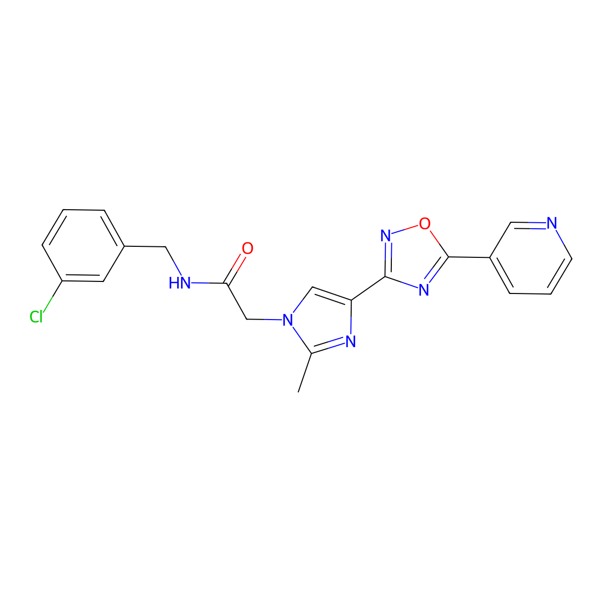 N-[(3-chlorophenyl)methyl]-2-{2-methyl-4-[5-(pyridin-3-yl)-1,2,4-oxadiazol-3-yl]-1H-imidazol-1-yl}acetamide molecular structure, CAS 1251631-12-5