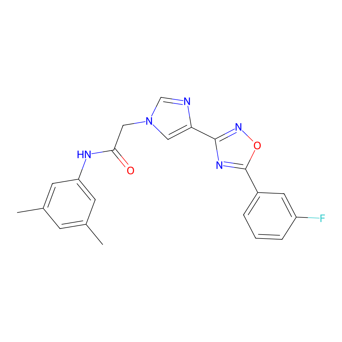 N-(3,5-dimethylphenyl)-2-{4-[5-(3-fluorophenyl)-1,2,4-oxadiazol-3-yl]-1H-imidazol-1-yl}acetamide molecular structure, CAS 1251631-15-8