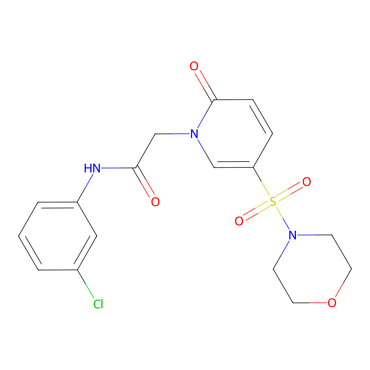 N-(3-chlorophenyl)-2-[5-(morpholin-4-ylsulfonyl)-2-oxopyridin-1(2H)-yl]acetamide molecular structure, CAS 1251631-16-9