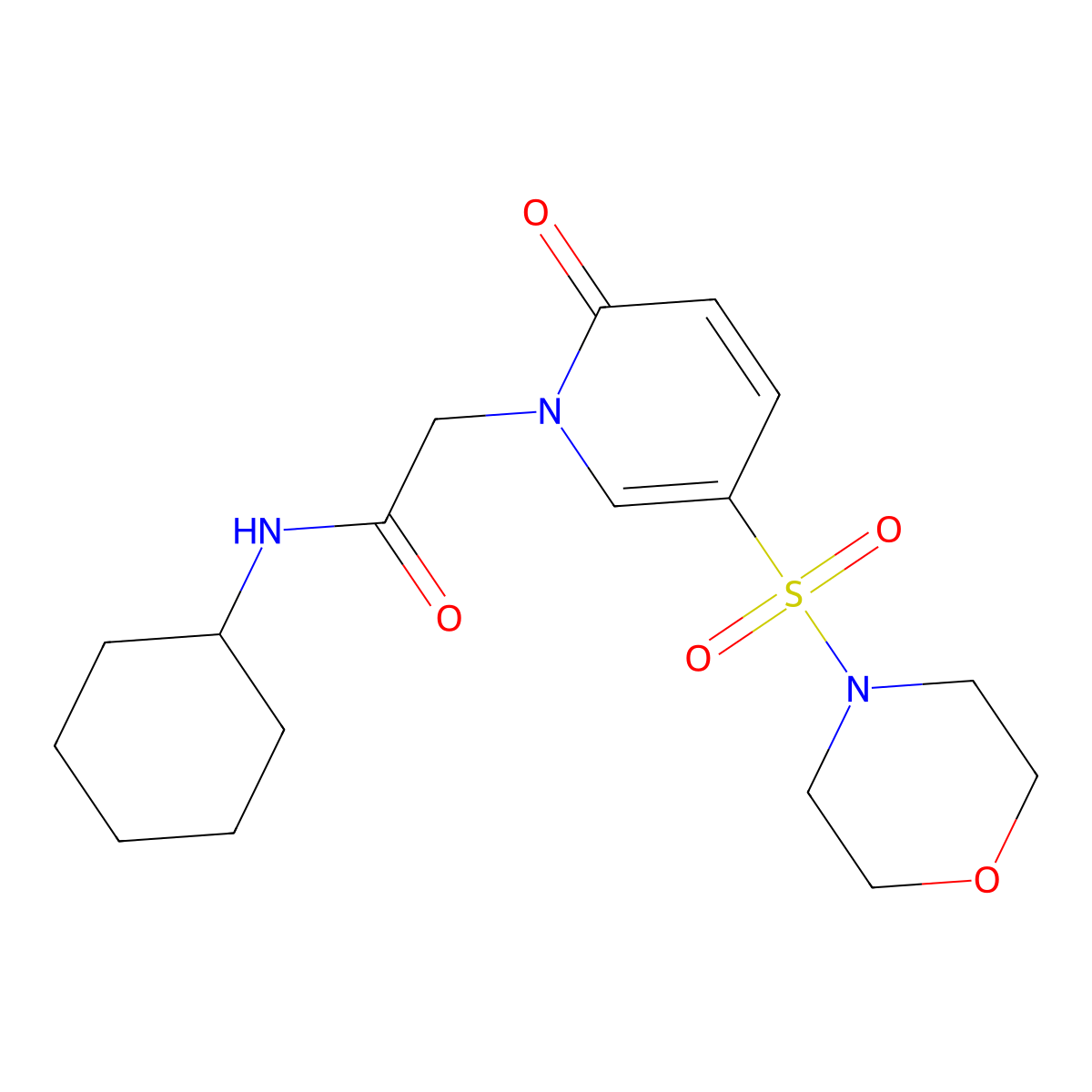 N-cyclohexyl-2-(5-(morpholinosulfonyl)-2-oxopyridin-1(2H)-yl)acetamide molecular structure, CAS 1251631-19-2