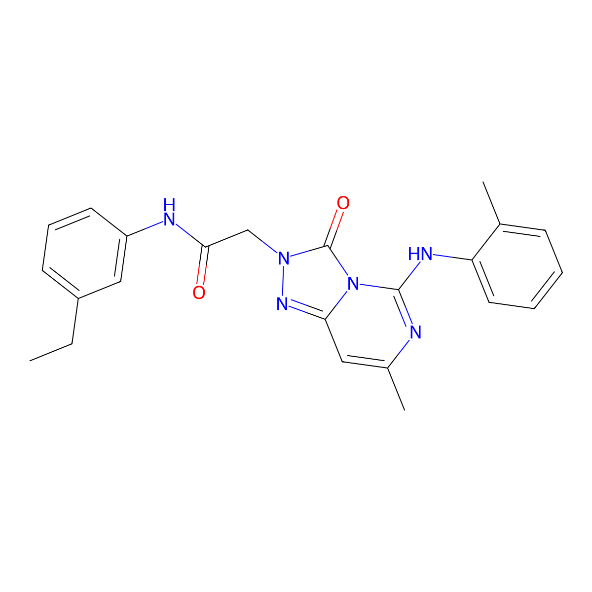 N-(3-ethylphenyl)-2-{7-methyl-5-[(2-methylphenyl)amino]-3-oxo-2H,3H-[1,2,4]triazolo[4,3-c]pyrimidin-2-yl}acetamide molecular structure, CAS 1251631-23-8