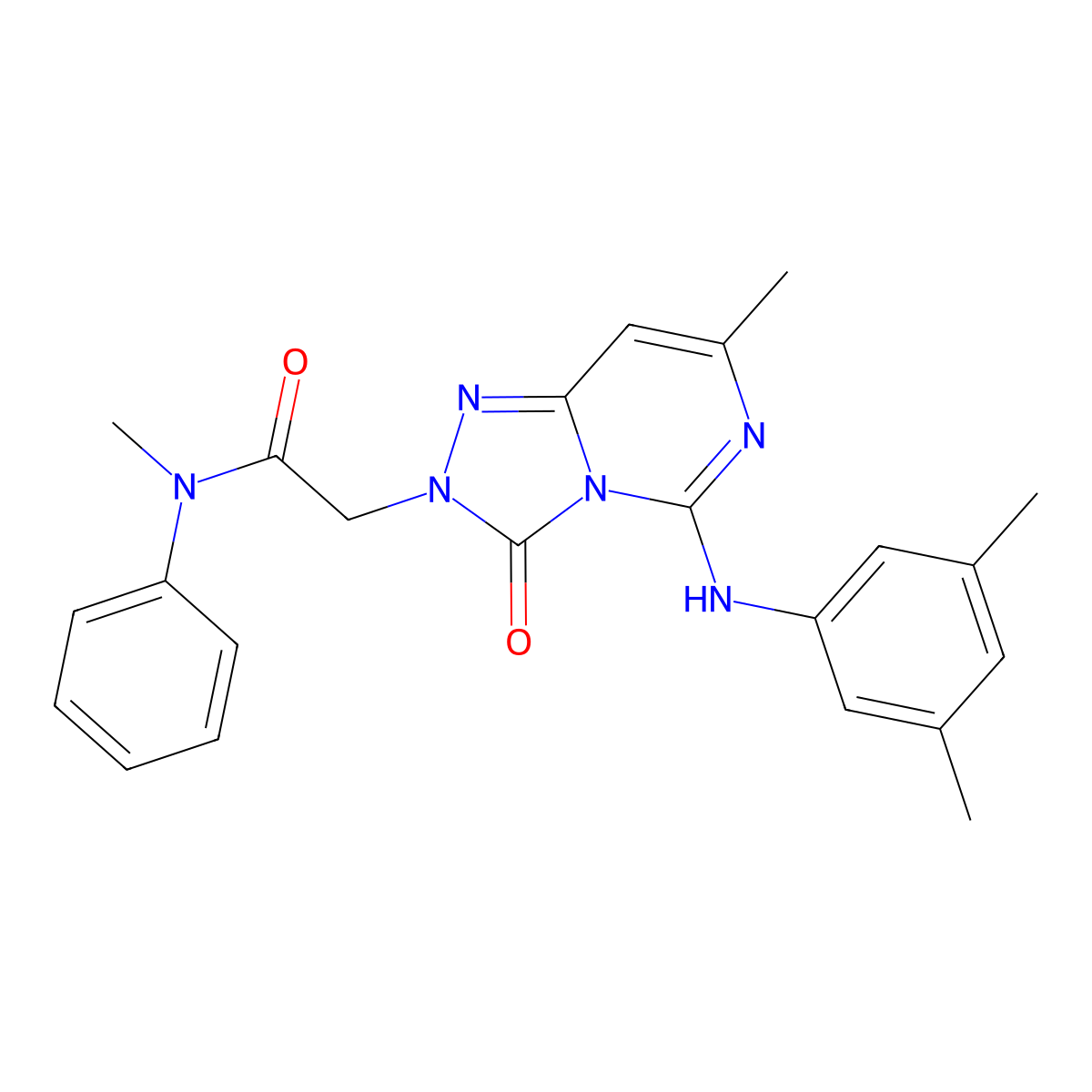 2-{5-[(3,5-dimethylphenyl)amino]-7-methyl-3-oxo-2H,3H-[1,2,4]triazolo[4,3-c]pyrimidin-2-yl}-N-methyl-N-phenylacetamide molecular structure, CAS 1251631-31-8