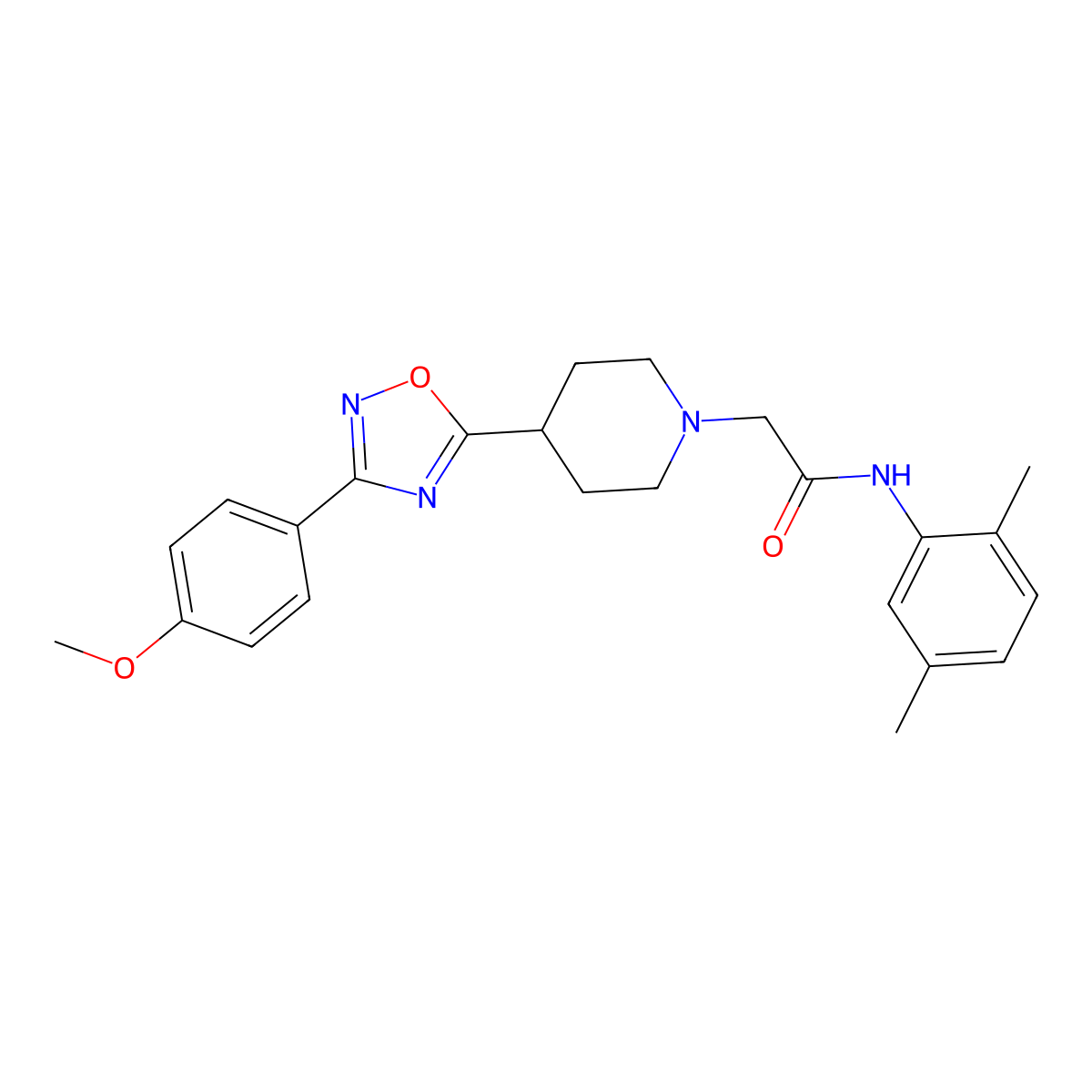 N-(2,5-dimethylphenyl)-2-{4-[3-(4-methoxyphenyl)-1,2,4-oxadiazol-5-yl]piperidin-1-yl}acetamide molecular structure, CAS 1251631-36-3