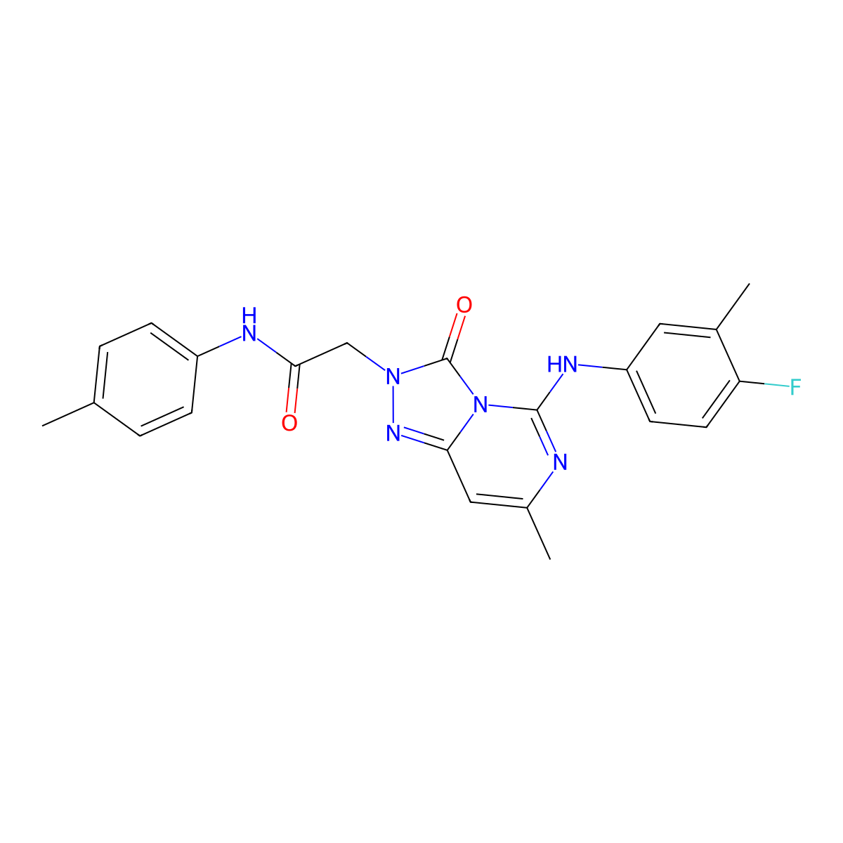 2-{5-[(4-fluoro-3-methylphenyl)amino]-7-methyl-3-oxo-2H,3H-[1,2,4]triazolo[4,3-c]pyrimidin-2-yl}-N-(4-methylphenyl)acetamide molecular structure, CAS 1251631-38-5