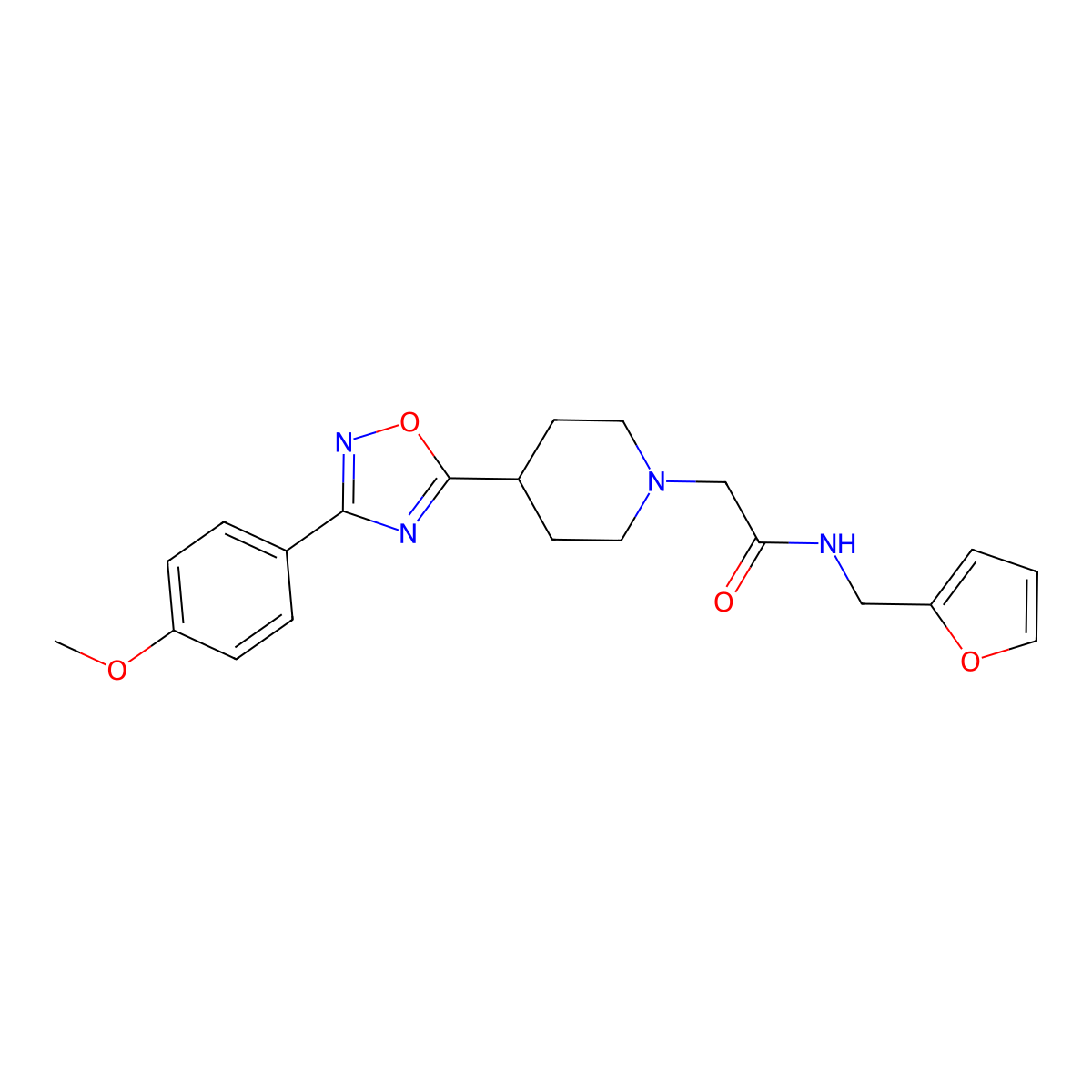 N-(2-furylmethyl)-2-{4-[3-(4-methoxyphenyl)-1,2,4-oxadiazol-5-yl]piperidin-1-yl}acetamide molecular structure, CAS 1251631-59-0