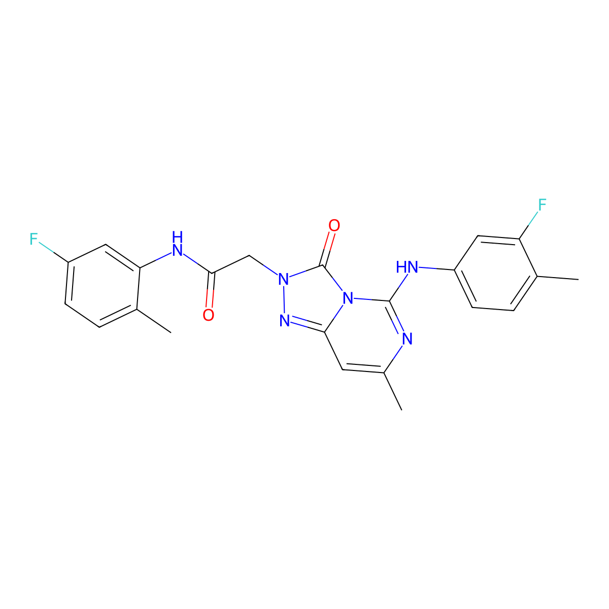 N-(5-fluoro-2-methylphenyl)-2-{5-[(3-fluoro-4-methylphenyl)amino]-7-methyl-3-oxo-2H,3H-[1,2,4]triazolo[4,3-c]pyrimidin-2-yl}acetamide molecular structure, CAS 1251631-60-3