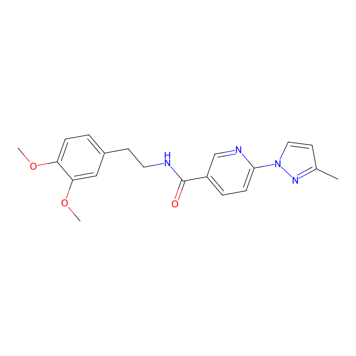 N-(3,4-dimethoxyphenethyl)-6-(3-methyl-1H-pyrazol-1-yl)nicotinamide molecular structure, CAS 1251631-61-4