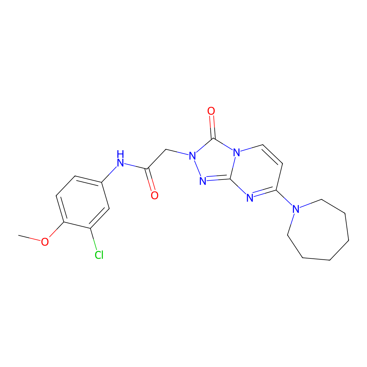 2-[7-(1-azepanyl)-3-oxo[1,2,4]triazolo[4,3-a]pyrimidin-2(3H)-yl]-N~1~-(3-chloro-4-methoxyphenyl)acetamide molecular structure, CAS 1251631-65-8