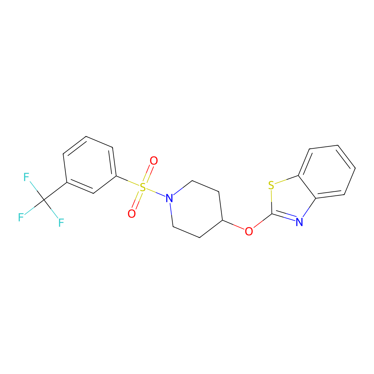 2-((1-((3-(Trifluoromethyl)phenyl)sulfonyl)piperidin-4-yl)oxy)benzo[d]thiazole molecular structure, CAS 1251631-67-0