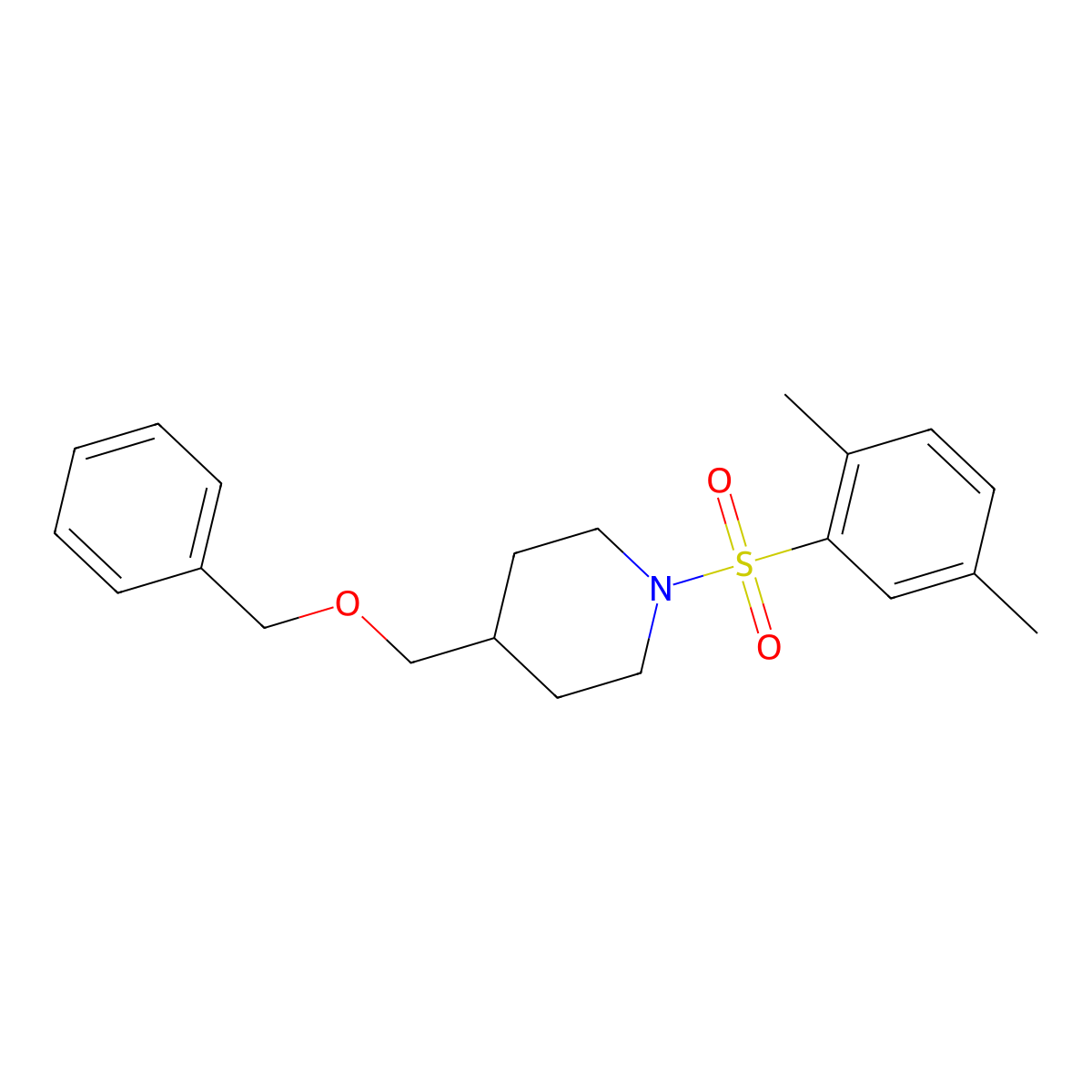 4-((Benzyloxy)methyl)-1-((2,5-dimethylphenyl)sulfonyl)piperidine molecular structure, CAS 1251631-78-3