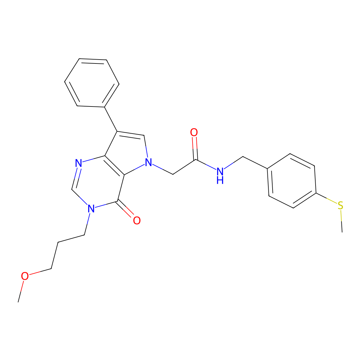 2-[3-(3-methoxypropyl)-4-oxo-7-phenyl-3,4-dihydro-5H-pyrrolo[3,2-d]pyrimidin-5-yl]-N-[4-(methylsulfanyl)benzyl]acetamide molecular structure, CAS 1251631-82-9