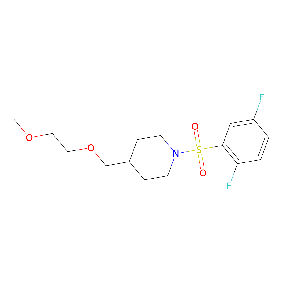 1-((2,5-Difluorophenyl)sulfonyl)-4-((2-methoxyethoxy)methyl)piperidine molecular structure, CAS 1251631-86-3