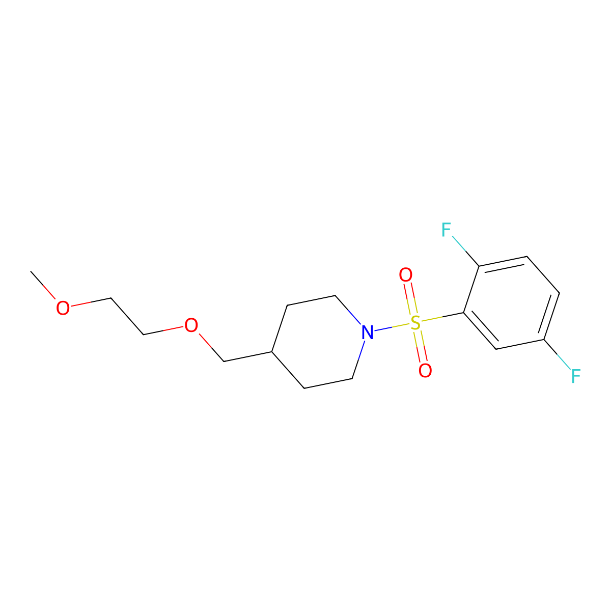 1-((2,5-Difluorophenyl)sulfonyl)-4-((2-methoxyethoxy)methyl)piperidine molecular structure, CAS 1251631-86-3