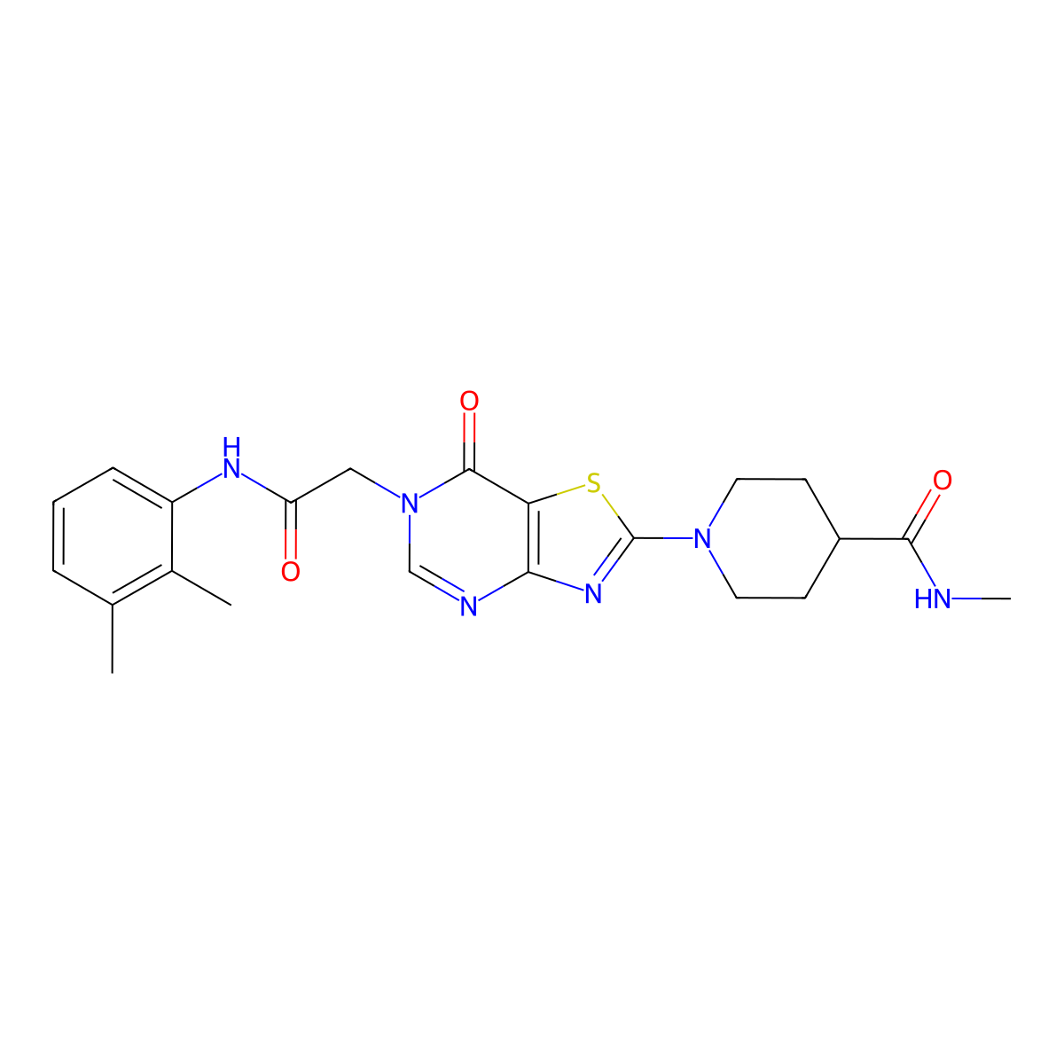 1-(6-(2-((2,3-dimethylphenyl)amino)-2-oxoethyl)-7-oxo-6,7-dihydrothiazolo[4,5-d]pyrimidin-2-yl)-N-methylpiperidine-4-carboxamide molecular structure, CAS 1251631-90-9