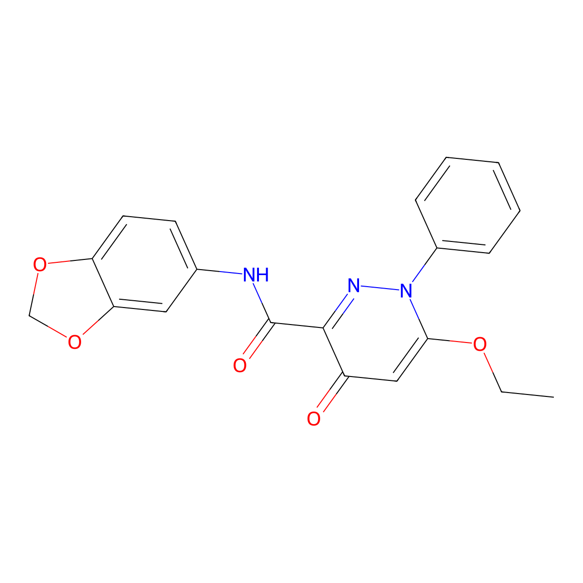 N-(2H-1,3-benzodioxol-5-yl)-6-ethoxy-4-oxo-1-phenyl-1,4-dihydropyridazine-3-carboxamide molecular structure, CAS 1251631-91-0