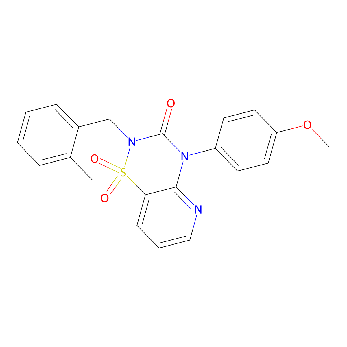 4-(4-methoxyphenyl)-2-(2-methylbenzyl)-2H-pyrido[2,3-e][1,2,4]thiadiazin-3(4H)-one 1,1-dioxide molecular structure, CAS 1251631-93-2