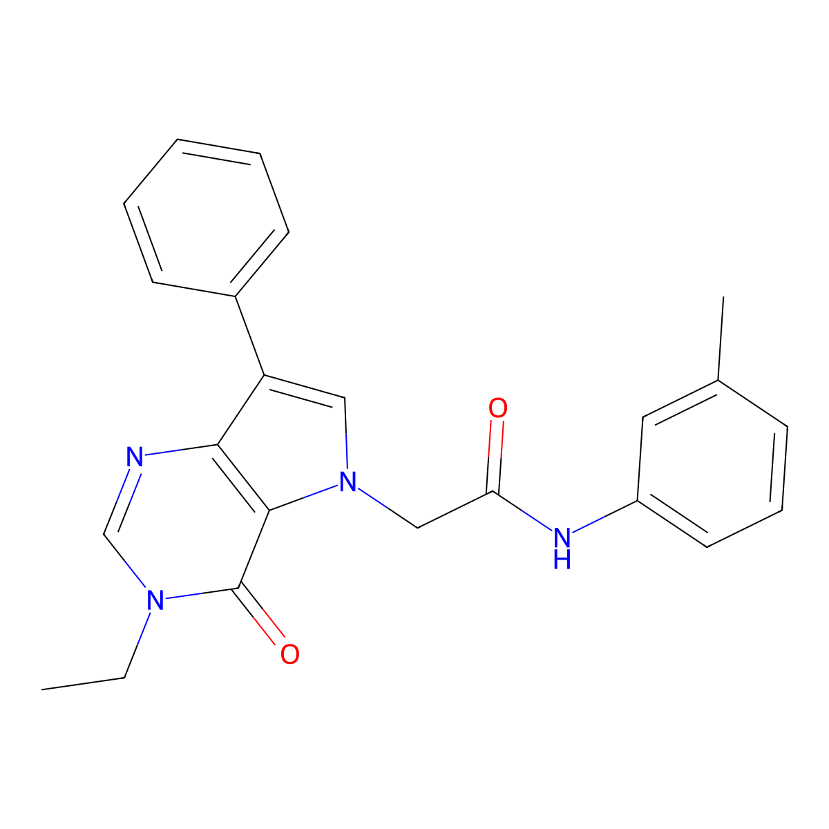 2-(3-ethyl-4-oxo-7-phenyl-3,4-dihydro-5H-pyrrolo[3,2-d]pyrimidin-5-yl)-N-(3-methylphenyl)acetamide molecular structure, CAS 1251631-97-6