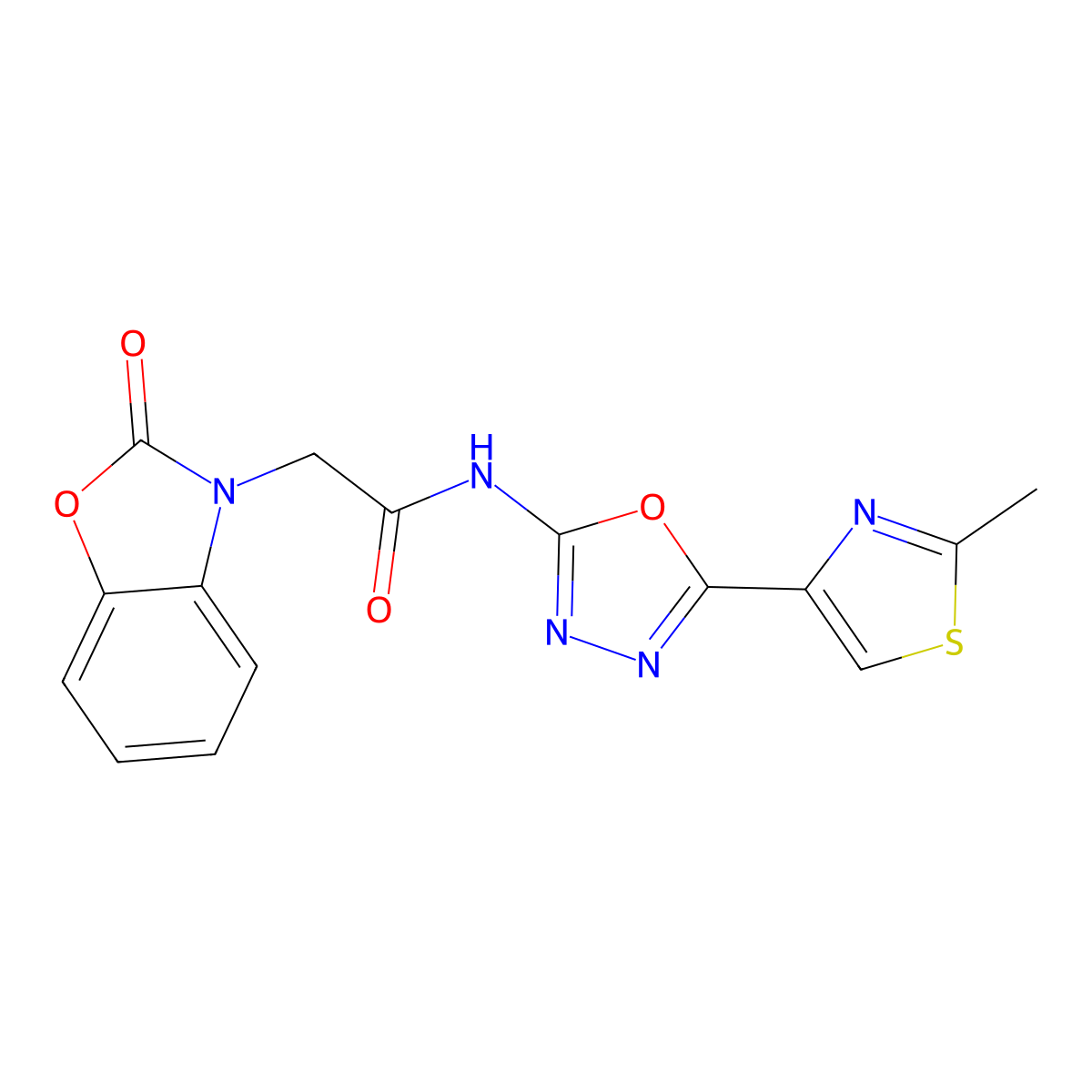 N-(5-(2-methylthiazol-4-yl)-1,3,4-oxadiazol-2-yl)-2-(2-oxobenzo[d]oxazol-3(2H)-yl)acetamide molecular structure, CAS 1251632-03-7
