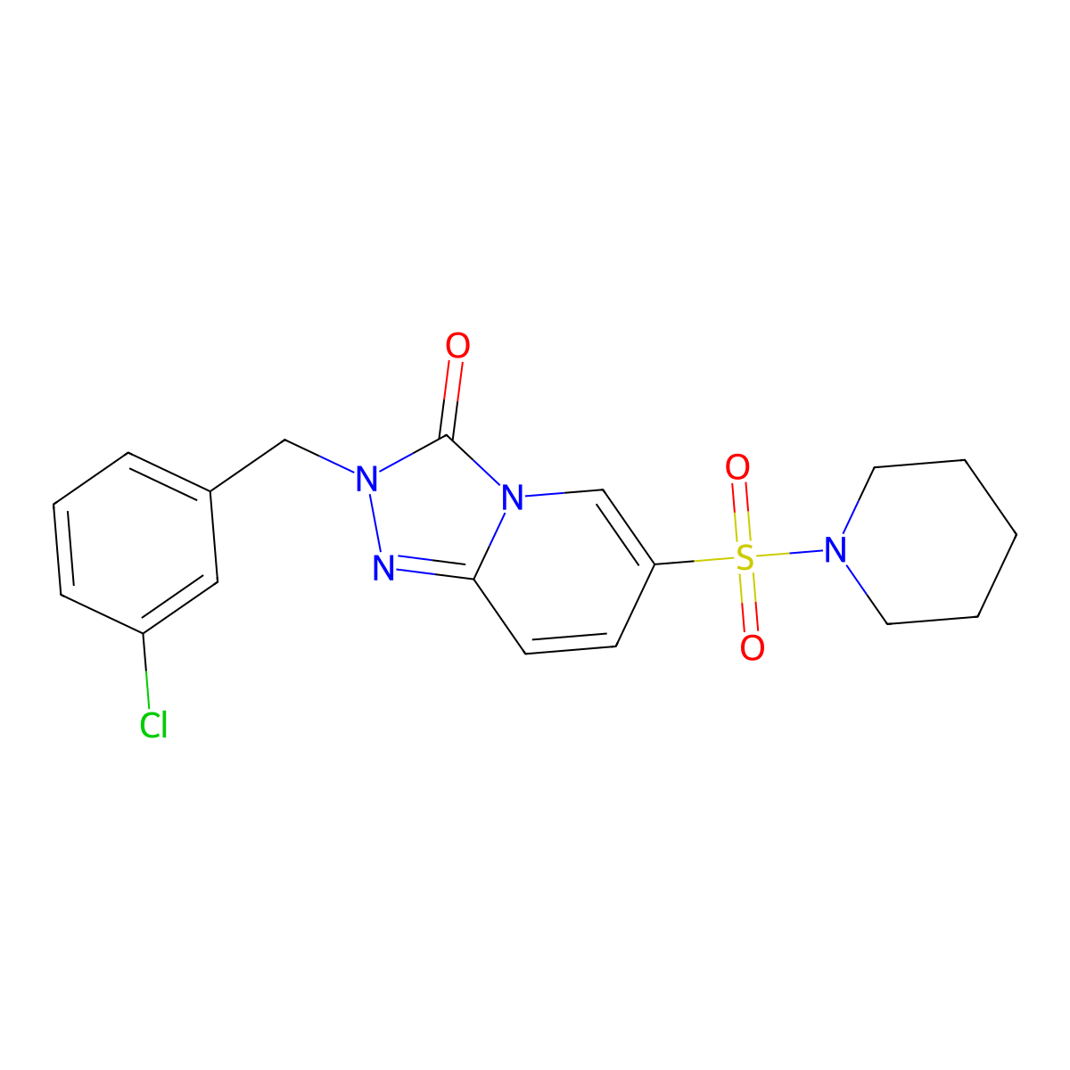 2-(3-chlorobenzyl)-6-(piperidin-1-ylsulfonyl)-[1,2,4]triazolo[4,3-a]pyridin-3(2H)-one molecular structure, CAS 1251632-04-8