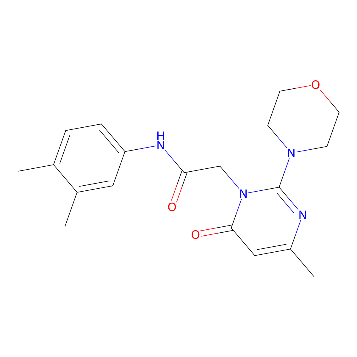 N-(3,4-dimethylphenyl)-2-(4-methyl-2-morpholin-4-yl-6-oxopyrimidin-1(6H)-yl)acetamide molecular structure, CAS 1251632-09-3