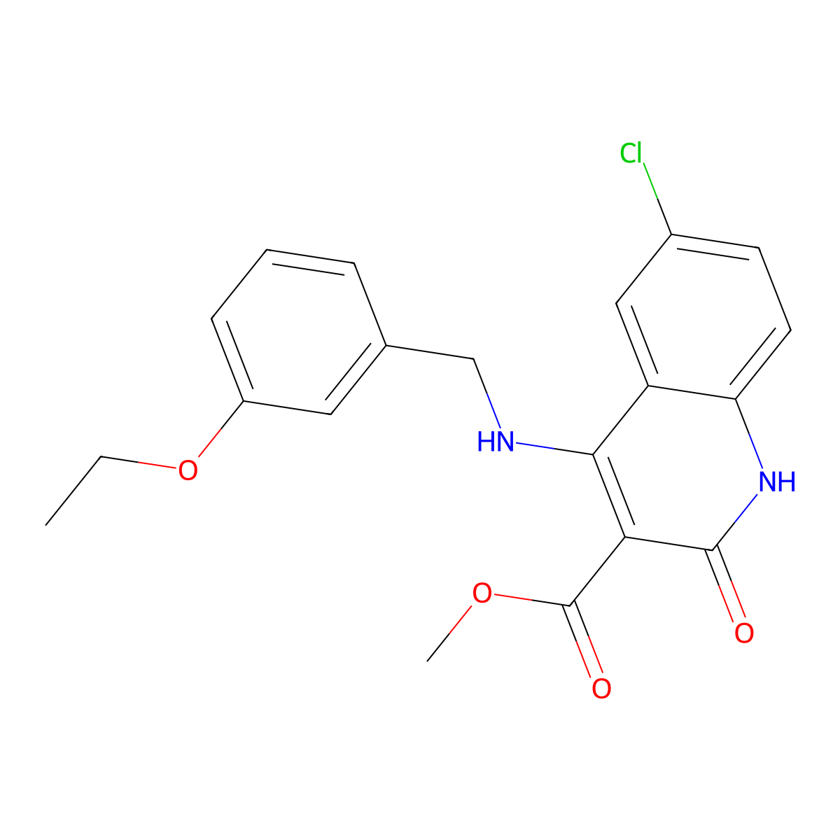Methyl 6-chloro-4-((3-ethoxybenzyl)amino)-2-oxo-1,2-dihydroquinoline-3-carboxylate molecular structure, CAS 1251632-11-7