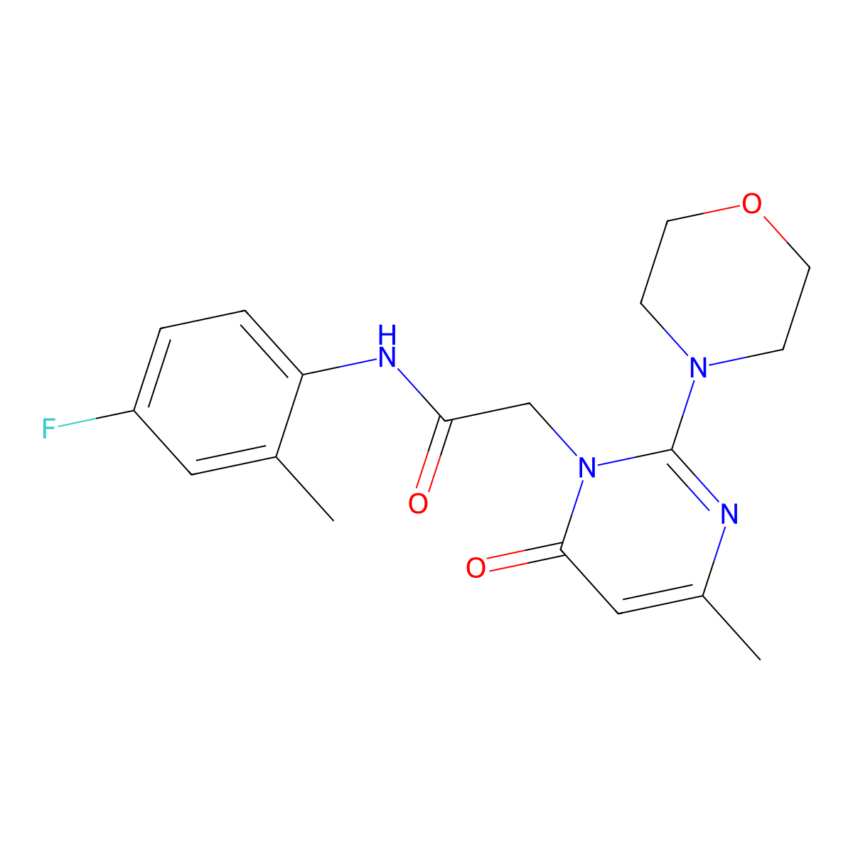 N-(4-fluoro-2-methylphenyl)-2-[4-methyl-2-(morpholin-4-yl)-6-oxo-1,6-dihydropyrimidin-1-yl]acetamide molecular structure, CAS 1251632-12-8
