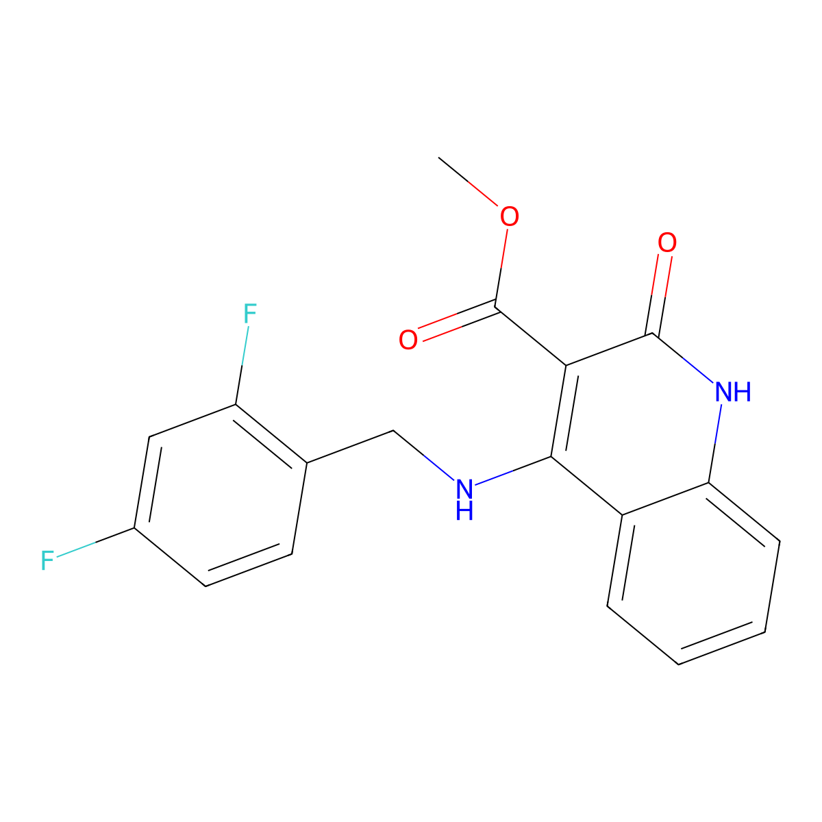 Methyl 4-((2,4-difluorobenzyl)amino)-2-oxo-1,2-dihydroquinoline-3-carboxylate molecular structure, CAS 1251632-13-9