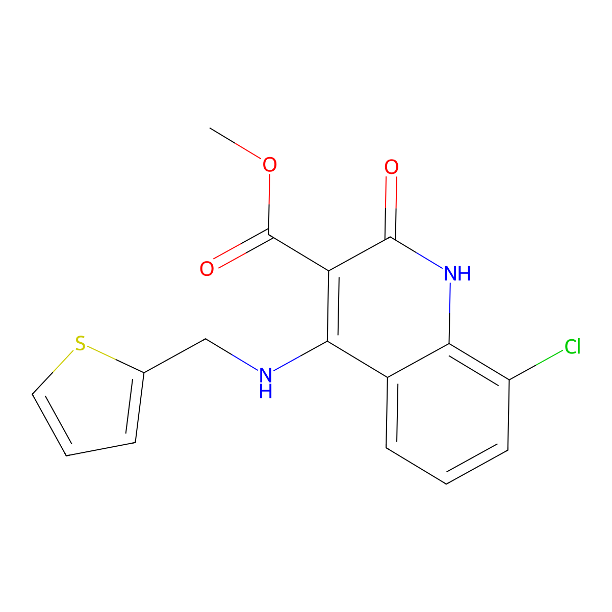 Methyl 8-chloro-2-oxo-4-[(2-thienylmethyl)amino]-1,2-dihydro-3-quinolinecarboxylate molecular structure, CAS 1251632-17-3