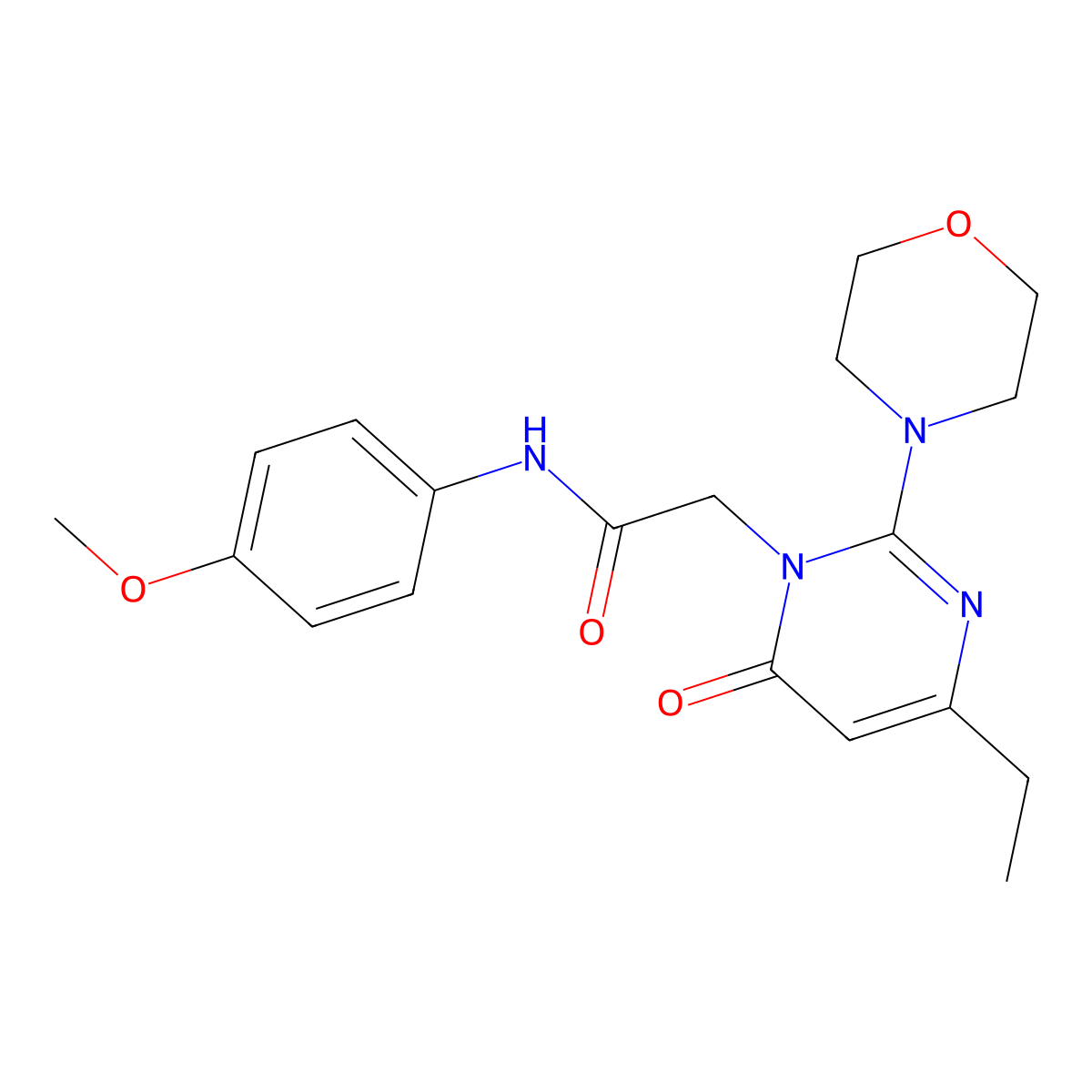 2-(4-ethyl-2-morpholin-4-yl-6-oxopyrimidin-1(6H)-yl)-N-(4-methoxyphenyl)acetamide molecular structure, CAS 1251632-24-2