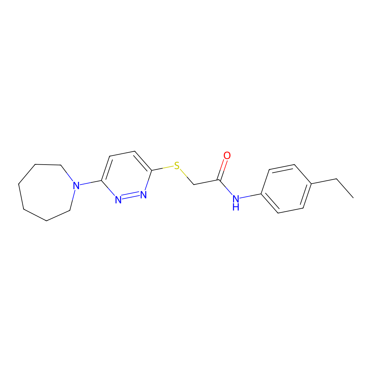 2-((6-(azepan-1-yl)pyridazin-3-yl)thio)-N-(4-ethylphenyl)acetamide molecular structure, CAS 1251632-27-5