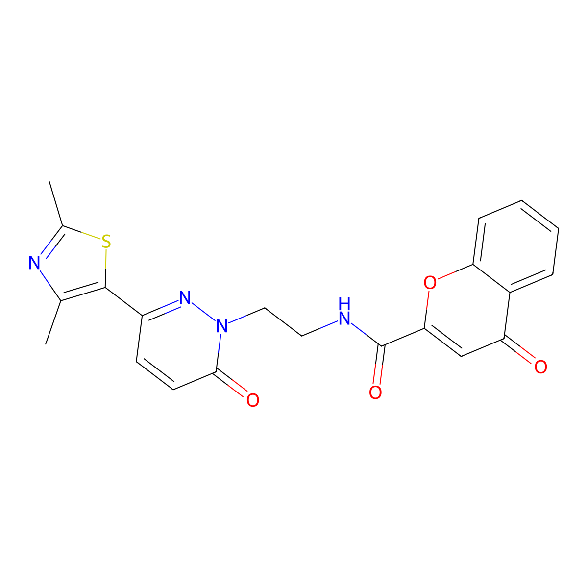 N-(2-(3-(2,4-dimethylthiazol-5-yl)-6-oxopyridazin-1(6H)-yl)ethyl)-4-oxo-4H-chromene-2-carboxamide molecular structure, CAS 1251632-28-6