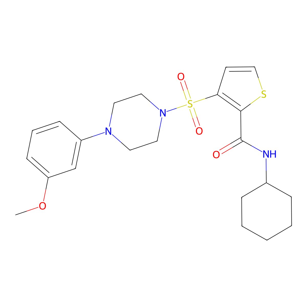 N-cyclohexyl-3-{[4-(3-methoxyphenyl)piperazin-1-yl]sulfonyl}thiophene-2-carboxamide molecular structure, CAS 1251632-31-1