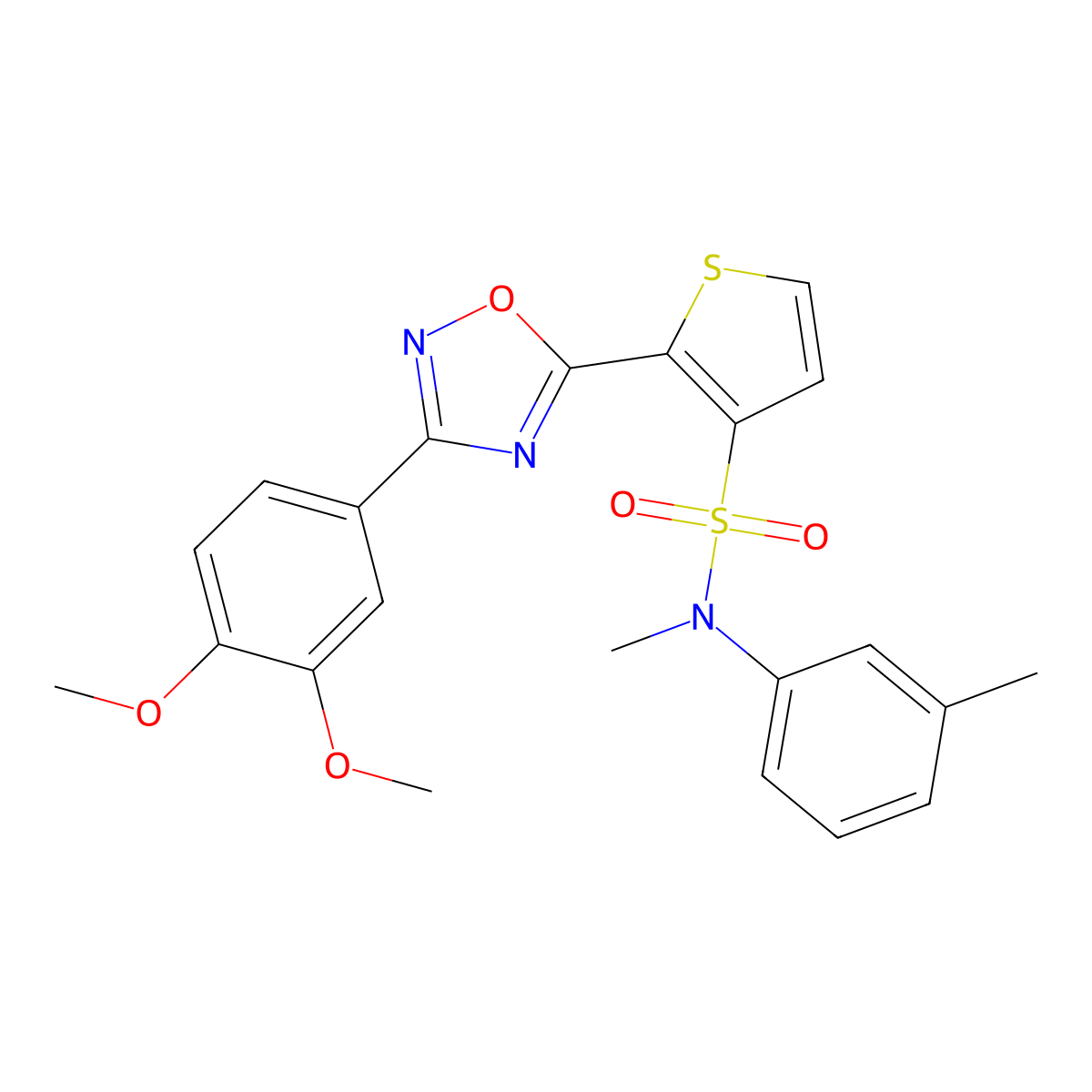 2-[3-(3,4-dimethoxyphenyl)-1,2,4-oxadiazol-5-yl]-N-methyl-N-(3-methylphenyl)thiophene-3-sulfonamide molecular structure, CAS 1251632-38-8