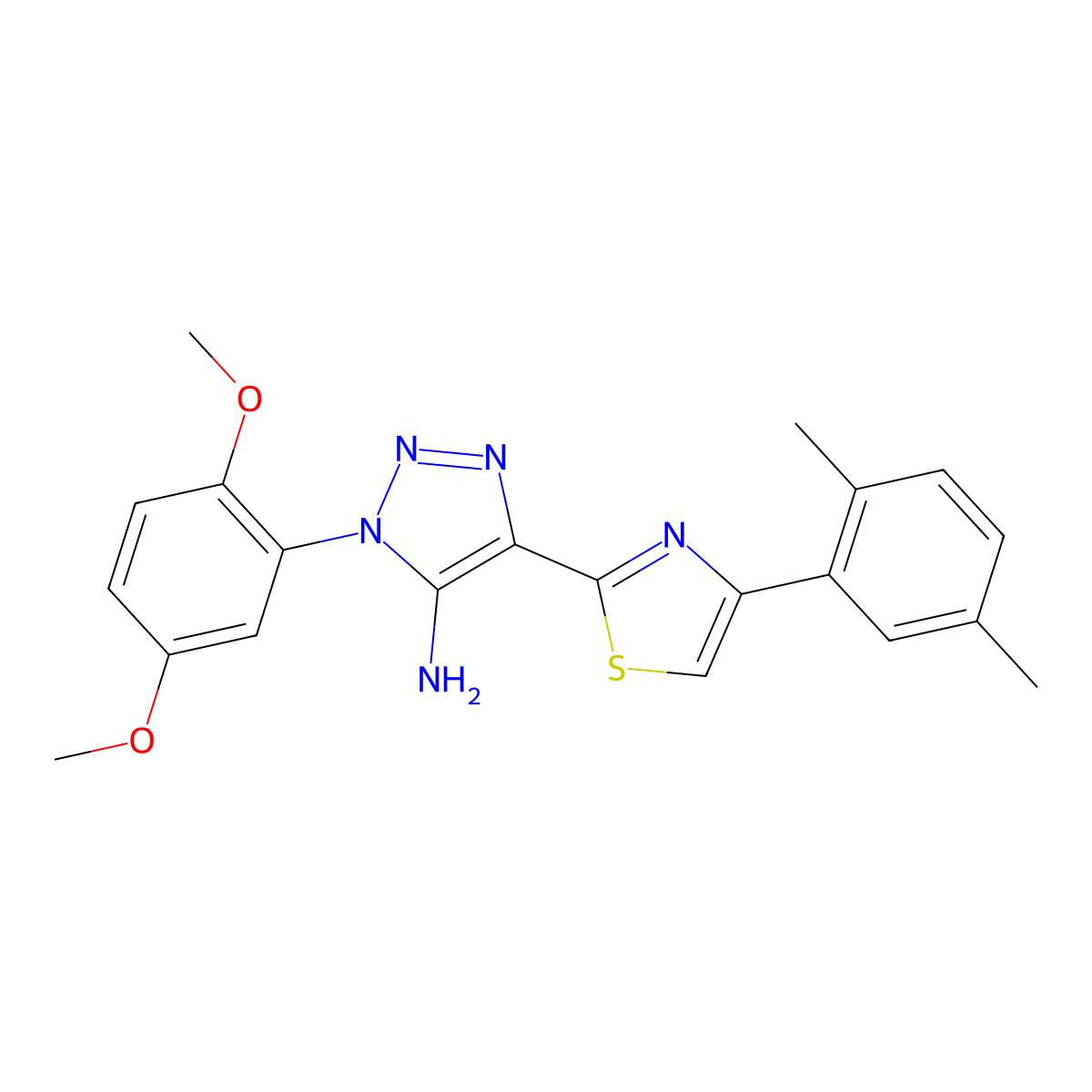 1-(2,5-dimethoxyphenyl)-4-[4-(2,5-dimethylphenyl)-1,3-thiazol-2-yl]-1H-1,2,3-triazol-5-amine molecular structure, CAS 1251632-42-4