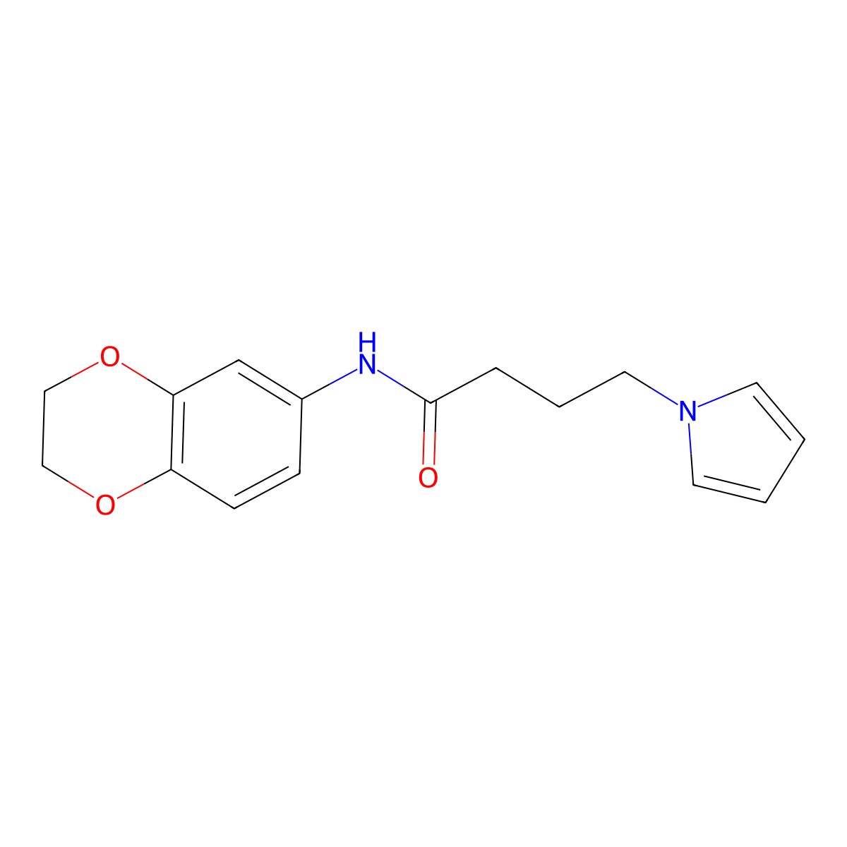 N-(2,3-dihydrobenzo[b][1,4]dioxin-6-yl)-4-(1H-pyrrol-1-yl)butanamide molecular structure, CAS 1251632-43-5