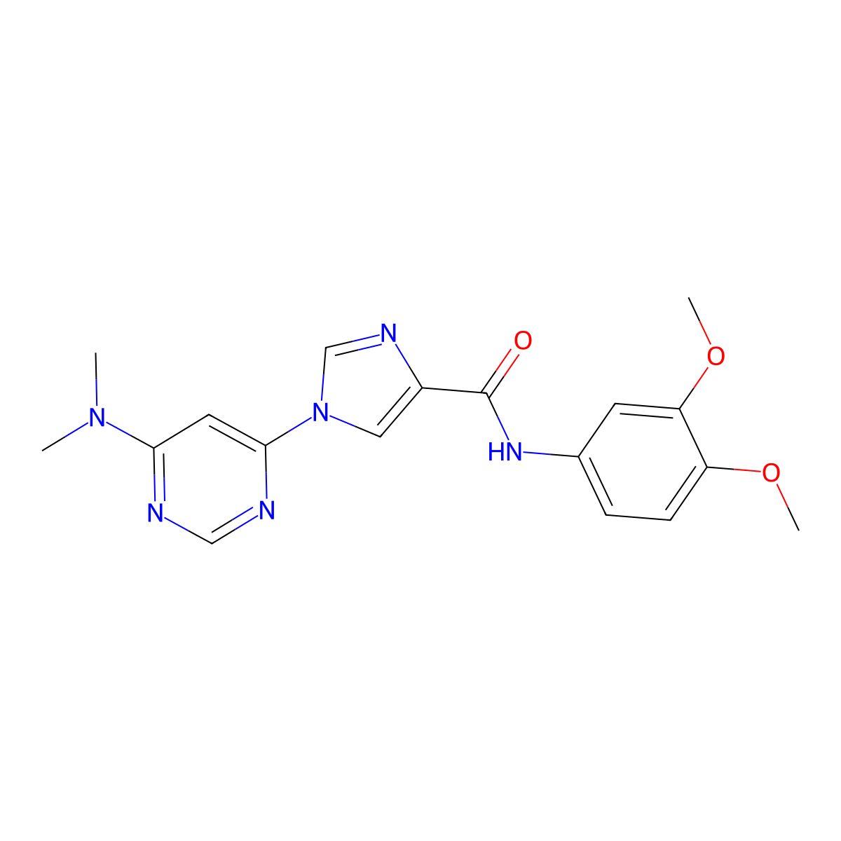 N-(3,4-dimethoxyphenyl)-1-[6-(dimethylamino)pyrimidin-4-yl]-1H-imidazole-4-carboxamide molecular structure, CAS 1251632-56-0