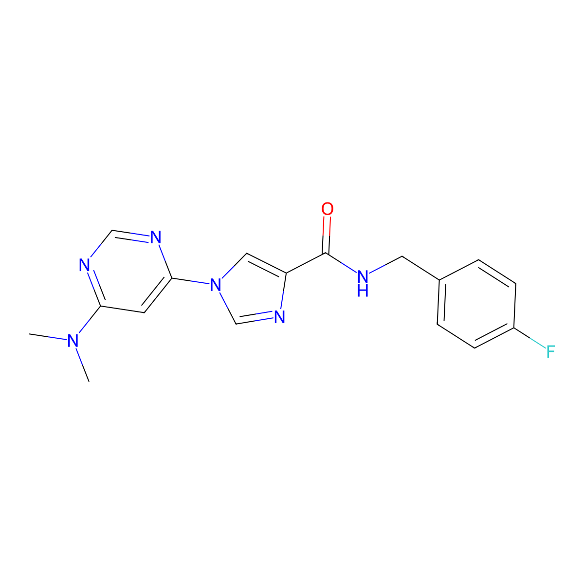 1-[6-(dimethylamino)pyrimidin-4-yl]-N-[(4-fluorophenyl)methyl]-1H-imidazole-4-carboxamide molecular structure, CAS 1251632-58-2