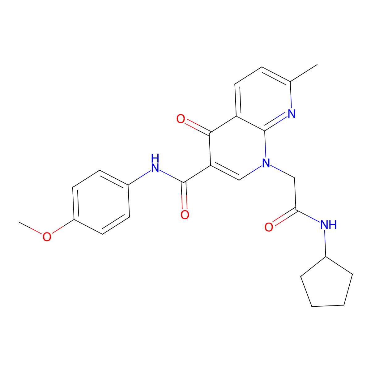1-(2-(cyclopentylamino)-2-oxoethyl)-N-(4-methoxyphenyl)-7-methyl-4-oxo-1,4-dihydro-1,8-naphthyridine-3-carboxamide molecular structure, CAS 1251632-59-3