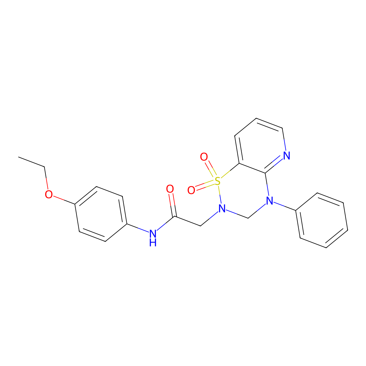 2-(1,1-dioxido-4-phenyl-3,4-dihydro-2H-pyrido[2,3-e][1,2,4]thiadiazin-2-yl)-N-(4-ethoxyphenyl)acetamide molecular structure, CAS 1251632-61-7