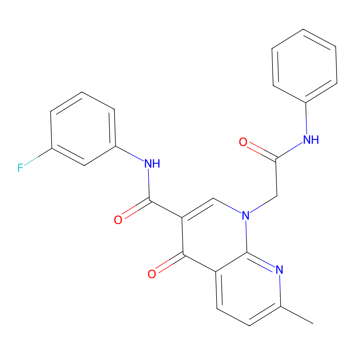 N-(3-fluorophenyl)-7-methyl-4-oxo-1-[(phenylcarbamoyl)methyl]-1,4-dihydro-1,8-naphthyridine-3-carboxamide molecular structure, CAS 1251632-63-9
